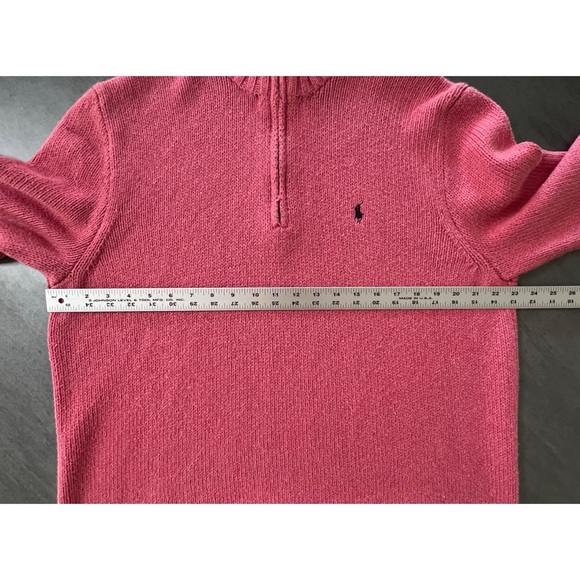 VTG Polo Ralph Lauren Men’s XL Quarter Zip Henley Knit Sweater Pink 100% Cotton - Picture 8 of 9